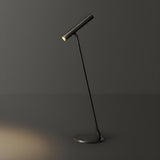 Minimalist Black Brass LED Cylindrical Shade Table Lamp Image - 9