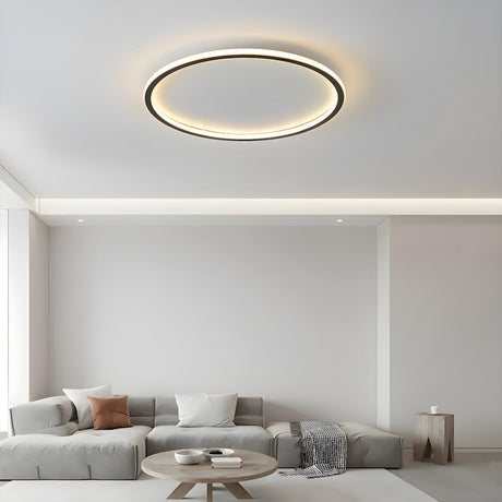 Minimalist Black Circle LED Flush Mount Ceiling Light Image - 1