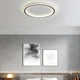 Minimalist Black Circle LED Flush Mount Ceiling Light Image - 20