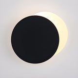 Minimalist Black Circular Metal LED Wall Sconce Image - 16