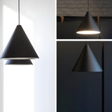 Minimalist Black Cone Bedroom Pendant Light Flexible Length Image - 12