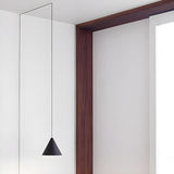 Minimalist Black Cone Bedroom Pendant Light Flexible Length Image - 15