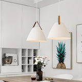 Minimalist Black Cone Pendant Light Bedroom Adjustable Cord Image - 4