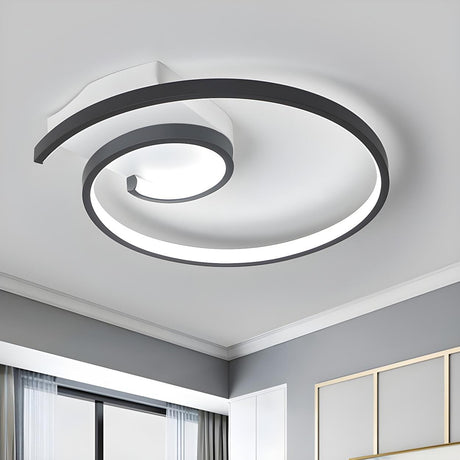 Minimalist Black Curled LED Flush Mount Ceiling Light Image - 1