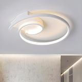 Minimalist Black Curled LED Flush Mount Ceiling Light Image - 7