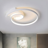 Minimalist Black Curled LED Flush Mount Ceiling Light Image - 8