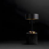 Minimalist Black Cylinder Metal Bedroom Table Lamp Image - 13