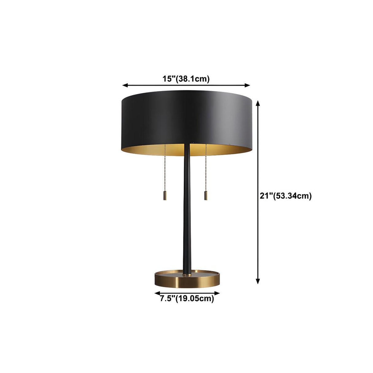 Minimalist Black Cylinder Metal Bedroom Table Lamp 