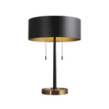 Minimalist Black Cylinder Metal Bedroom Table Lamp Image - 2