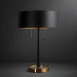 Minimalist Black Cylinder Metal Bedroom Table Lamp Image - 8