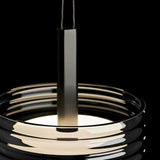 Minimalist Black Cylinder Ribbed Glass Pendant Light Bedroom Image - 8