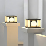 Minimalist Black Decor Cube Metal Outdoor Table Lamp Image - 1