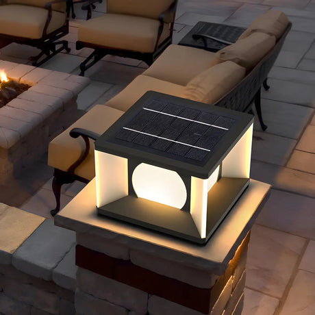 Minimalist Black Decor Cube Metal Outdoor Table Lamp Image - 2