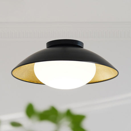 Minimalist Black Dome Semi-Flush Mount Ceiling Light Image - 1