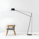 Minimalist Black Drum Metal Modern LED Floor Lamp Image - 1