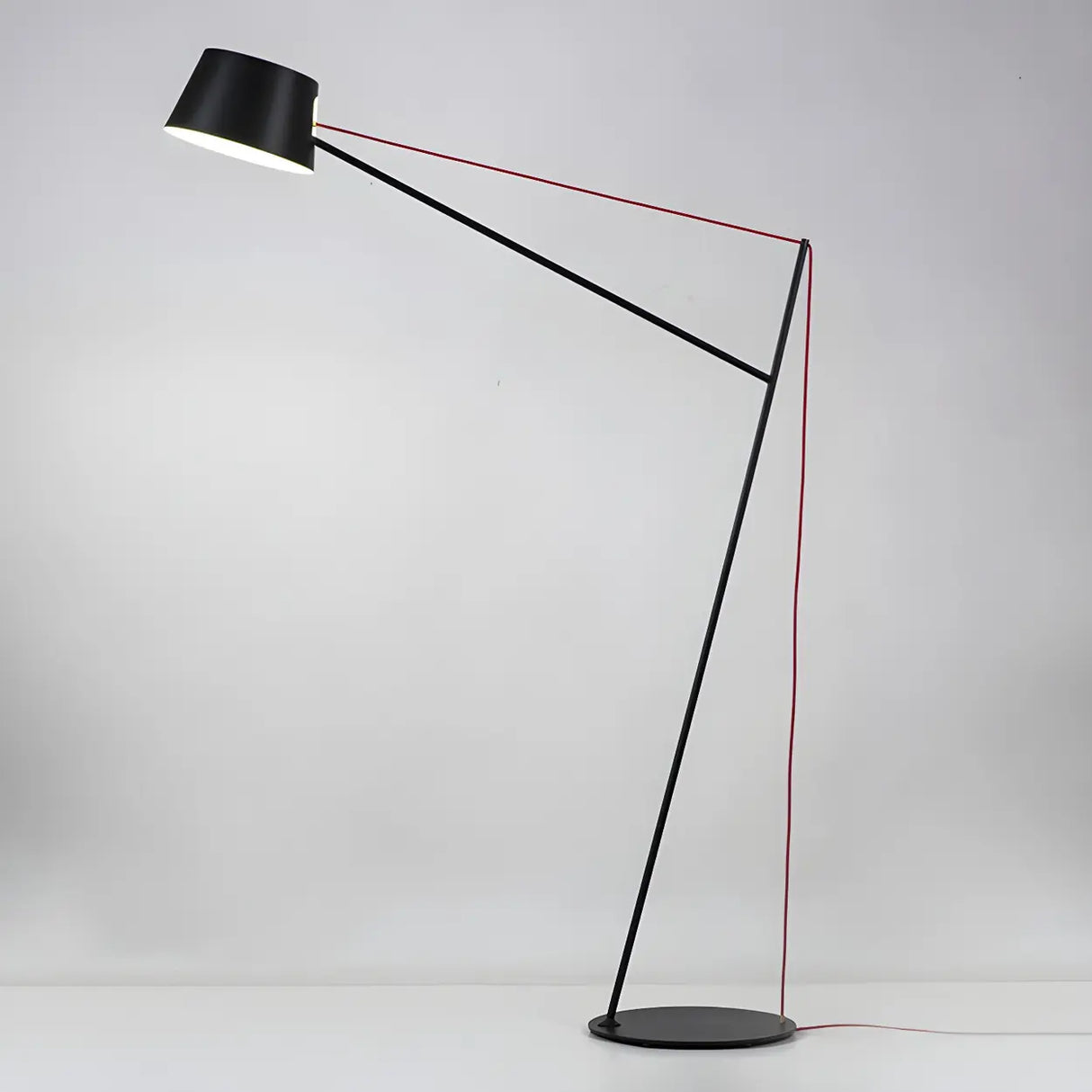 Minimalist Black Drum Metal Modern LED Floor Lamp Image - 7