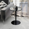 Minimalist Black Finish Round Metal Pedestal Side Table Image - 1