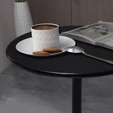 Minimalist Black Finish Round Metal Pedestal Side Table Image - 12