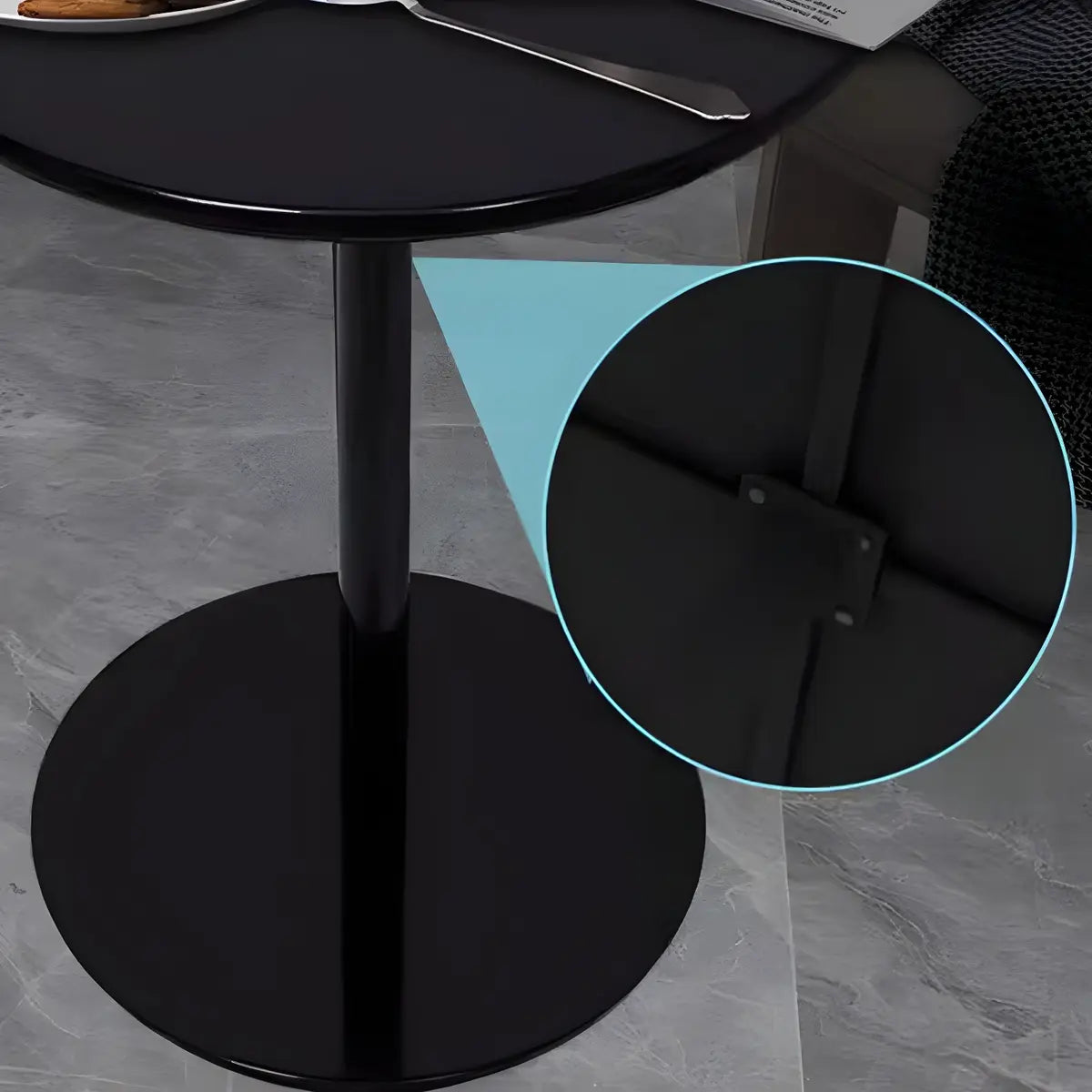 Minimalist Black Finish Round Metal Pedestal Side Table Image - 14