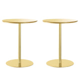 Minimalist Black Finish Round Metal Pedestal Side Table Image - 22