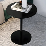 Minimalist Black Finish Round Metal Pedestal Side Table Image - 24