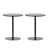 Minimalist Black Finish Round Metal Pedestal Side Table Image - 29