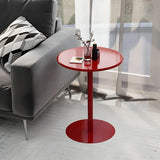 Minimalist Black Finish Round Metal Pedestal Side Table Image - 3