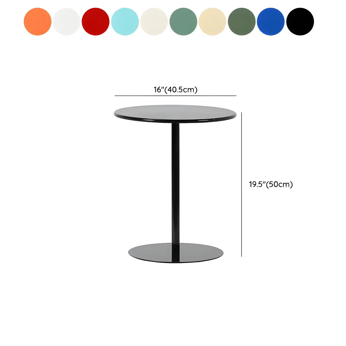 Minimalist Black Finish Round Metal Pedestal Side Table 