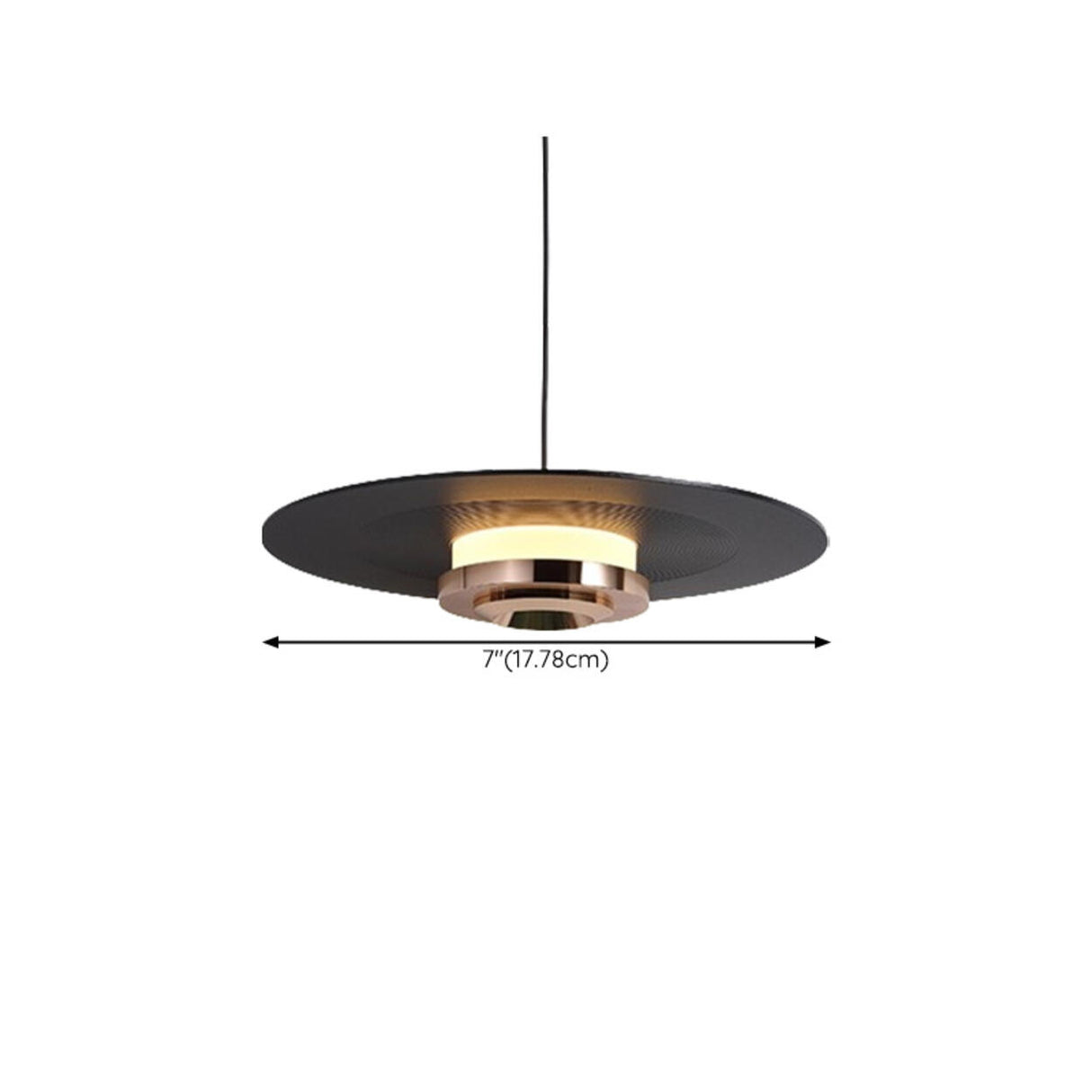 Minimalist Black Flat Disc Metal Bedroom Pendant Light 