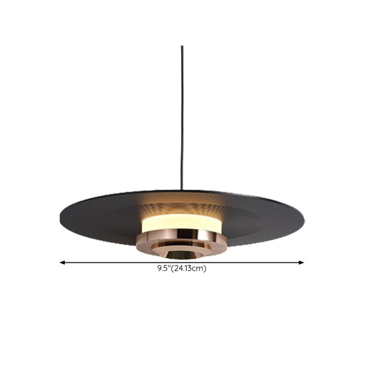 Minimalist Black Flat Disc Metal Bedroom Pendant Light Image - 12