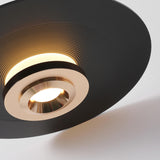 Minimalist Black Flat Disc Metal Bedroom Pendant Light Image - 8