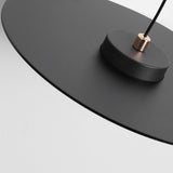 Minimalist Black Flat Disc Metal Bedroom Pendant Light Image - 9