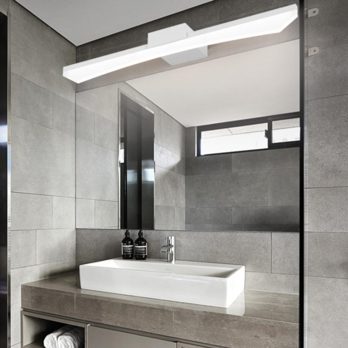 Minimalist Black Geometric Bathroom Vanity Light  Image - 14