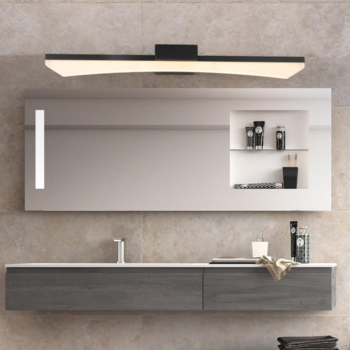 Minimalist Black Geometric Bathroom Vanity Light  Image - 3