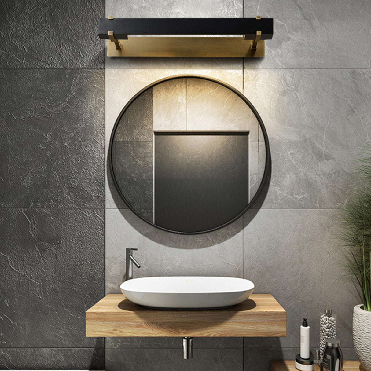 Minimalist Black Geometric LED Vanity Mirror Light Image - 4