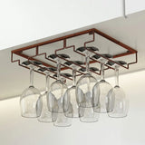 Minimalist Black Hanging Metal Wine Rack Stemware Holder Image - 5