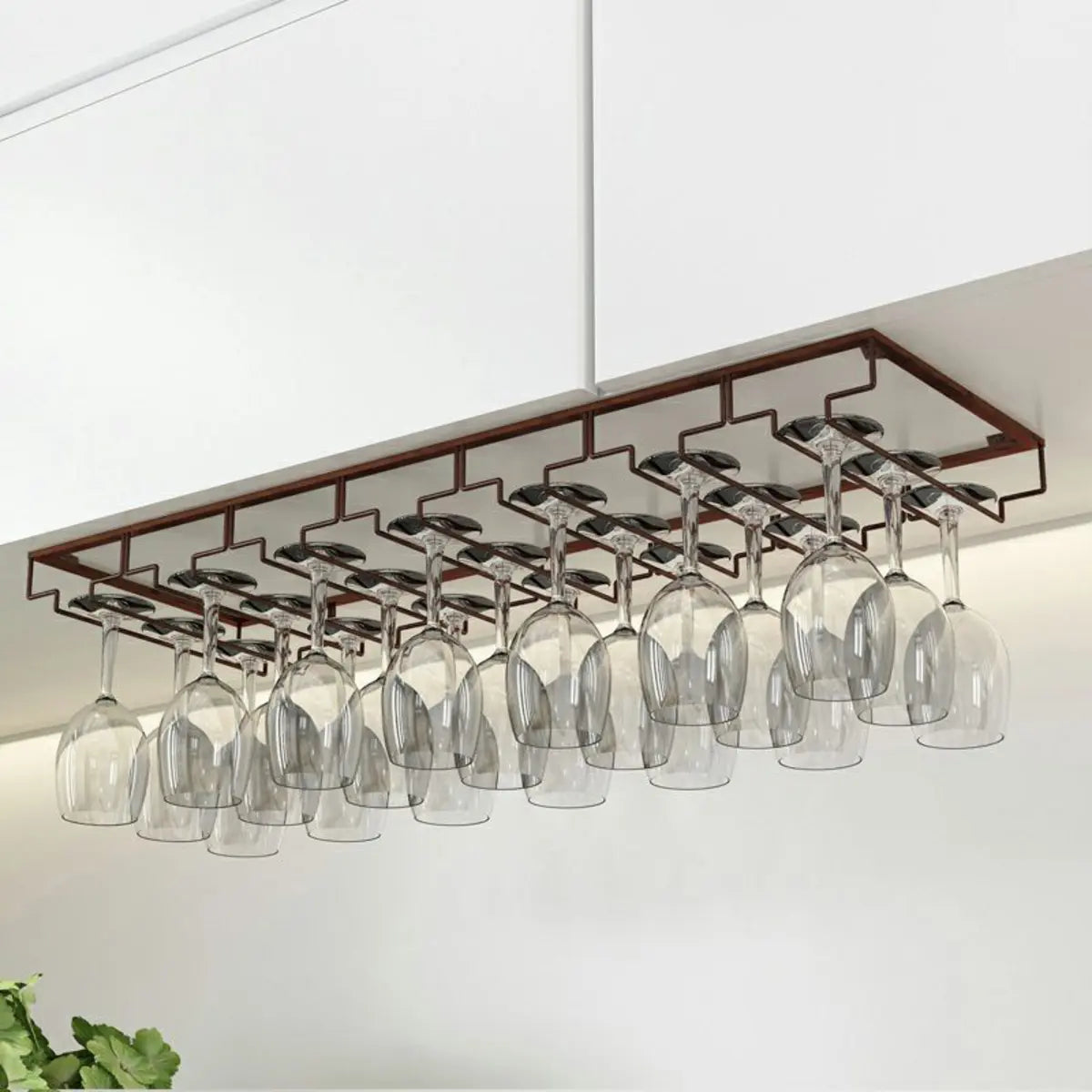 Minimalist Black Hanging Metal Wine Rack Stemware Holder Image - 6