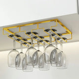 Minimalist Black Hanging Metal Wine Rack Stemware Holder Image - 8