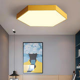 Minimalist Black Hexagon LED Flush Mount Ceiling Light Image - 8