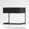 Minimalist Black Iron and Wood Drawers Nightstand with Legs Image - 2