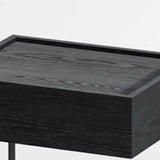 Minimalist Black Iron and Wood Drawers Nightstand with Legs Image - 5