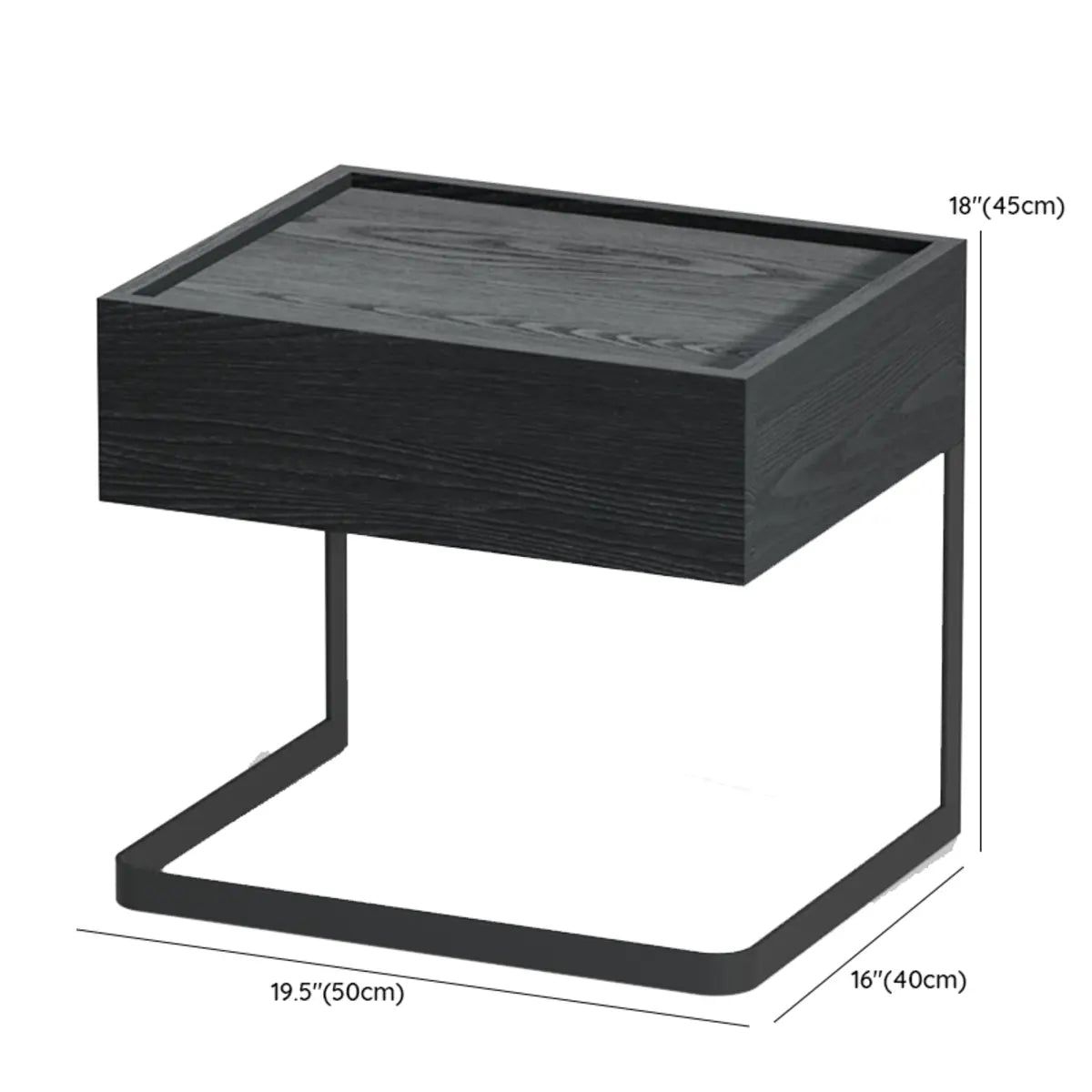 Minimalist Black Iron and Wood Drawers Nightstand with Legs 