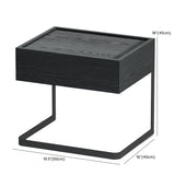 Minimalist Black Iron and Wood Drawers Nightstand with Legs #size