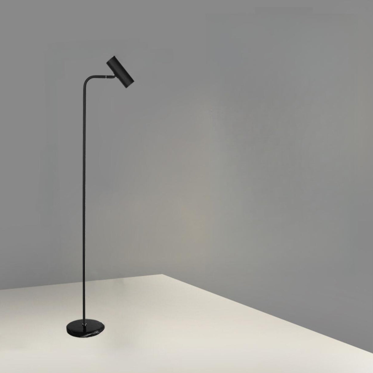 Minimalist Black LED Bulb Cylindrical Floor Lamp Image - 5