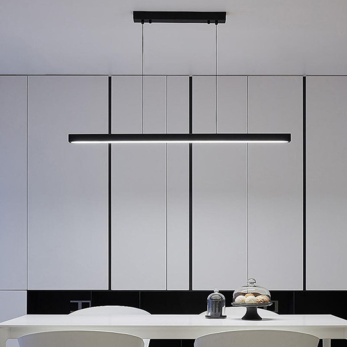 Minimalist Black LED Linear Island Ceiling Light Image - 1