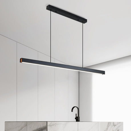 Minimalist Black LED Linear Island Ceiling Light Image - 2