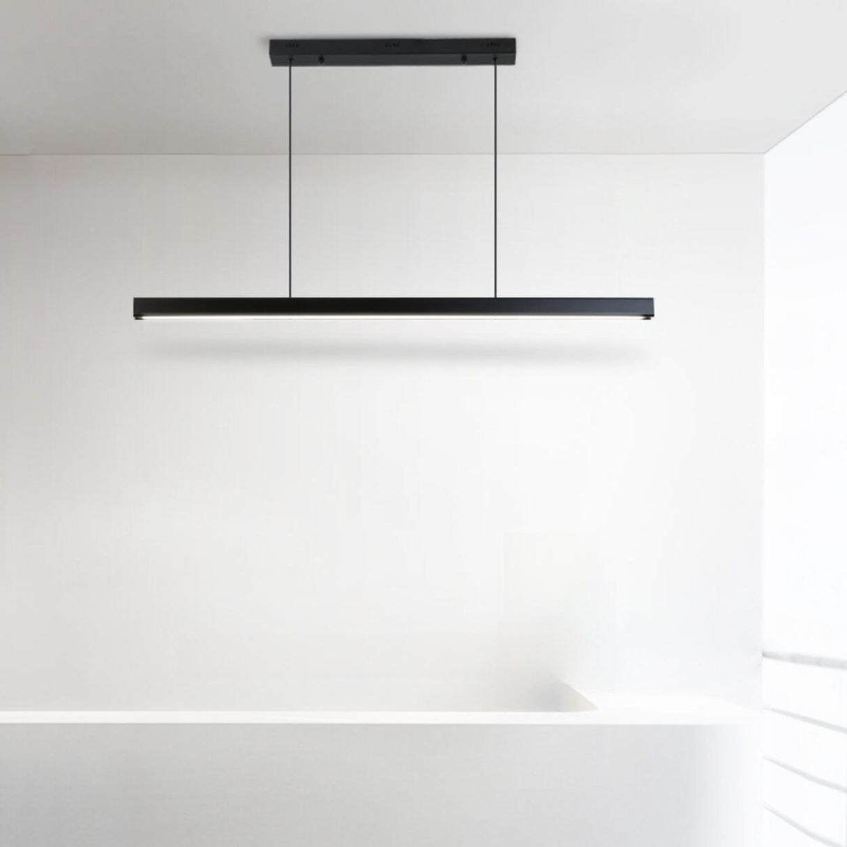 Minimalist Black LED Linear Island Ceiling Light Image - 4