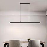 Minimalist Black Linear LED Island Hanging Light Image - 1