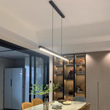 Minimalist Black Linear LED Island Hanging Light Image - 3