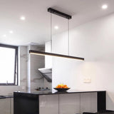 Minimalist Black Linear LED Island Hanging Light Image - 4